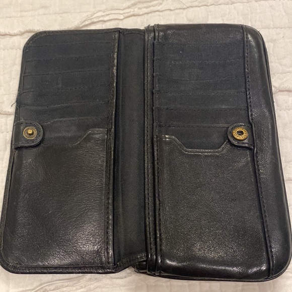 Fossil Black Vegan Leather Memior Slim Wallet Snap Closure Black - Picture 2 of 9